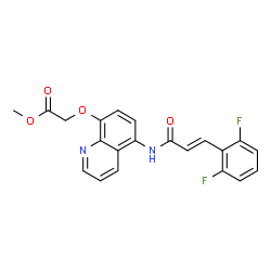 ChemSpider 2D Image | Methyl [(5-{[(2E)-3-(2,6-difluorophenyl)-2-propenoyl]amino}-8-quinolinyl)oxy]acetate | C21H16F2N2O4