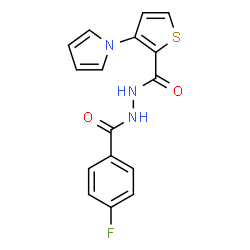 ChemSpider 2D Image | N'-(4-Fluorobenzoyl)-3-(1H-pyrrol-1-yl)-2-thiophenecarbohydrazide | C16H12FN3O2S