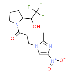 ChemSpider 2D Image | 3-(2-Methyl-4-nitro-1H-imidazol-1-yl)-1-[2-(2,2,2-trifluoro-1-hydroxyethyl)-1-pyrrolidinyl]-1-propanone | C13H17F3N4O4