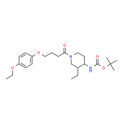 ChemSpider 2D Image | 2-Methyl-2-propanyl {1-[4-(4-ethoxyphenoxy)butanoyl]-3-ethyl-4-piperidinyl}carbamate | C24H38N2O5