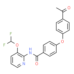 ChemSpider 2D Image | 4-(4-Acetylphenoxy)-N-[3-(difluoromethoxy)-2-pyridinyl]benzamide | C21H16F2N2O4