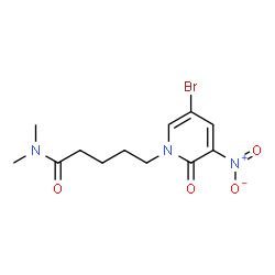 ChemSpider 2D Image | 5-(5-Bromo-3-nitro-2-oxo-1(2H)-pyridinyl)-N,N-dimethylpentanamide | C12H16BrN3O4