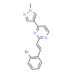 ChemSpider 2D Image | 2-[(E)-2-(2-Bromophenyl)vinyl]-4-(1-methyl-1H-pyrazol-4-yl)pyrimidine | C16H13BrN4