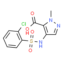 ChemSpider 2D Image | 4-{[(2-Chlorophenyl)sulfonyl]amino}-1-methyl-1H-pyrazole-5-carboxylic acid | C11H10ClN3O4S