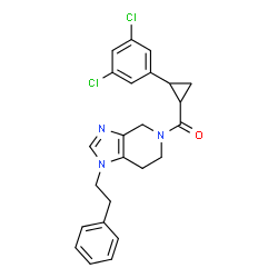 ChemSpider 2D Image | [2-(3,5-Dichlorophenyl)cyclopropyl][1-(2-phenylethyl)-1,4,6,7-tetrahydro-5H-imidazo[4,5-c]pyridin-5-yl]methanone | C24H23Cl2N3O