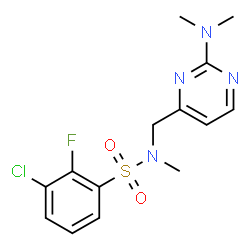 ChemSpider 2D Image | 3-Chloro-N-{[2-(dimethylamino)-4-pyrimidinyl]methyl}-2-fluoro-N-methylbenzenesulfonamide | C14H16ClFN4O2S