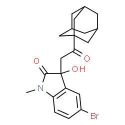 ChemSpider 2D Image | 3-[2-(Adamantan-1-yl)-2-oxoethyl]-5-bromo-3-hydroxy-1-methyl-1,3-dihydro-2H-indol-2-one | C21H24BrNO3