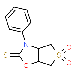 ChemSpider 2D Image | 3-Phenyltetrahydrothieno[3,4-d][1,3]oxazole-2(3H)-thione 5,5-dioxide | C11H11NO3S2