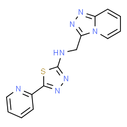 ChemSpider 2D Image | 5-(2-Pyridinyl)-N-([1,2,4]triazolo[4,3-a]pyridin-3-ylmethyl)-1,3,4-thiadiazol-2-amine | C14H11N7S