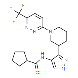 ChemSpider 2D Image | N-(3-{1-[6-(Trifluoromethyl)-3-pyridazinyl]-3-piperidinyl}-1H-pyrazol-4-yl)cyclopentanecarboxamide | C19H23F3N6O