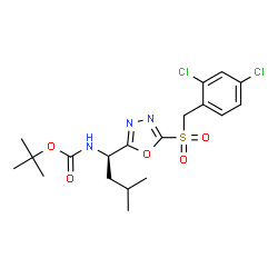 ChemSpider 2D Image | 2-Methyl-2-propanyl [(1R)-1-{5-[(2,4-dichlorobenzyl)sulfonyl]-1,3,4-oxadiazol-2-yl}-3-methylbutyl]carbamate | C19H25Cl2N3O5S