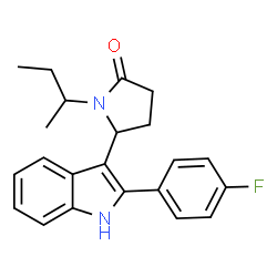 ChemSpider 2D Image | 1-sec-Butyl-5-[2-(4-fluorophenyl)-1H-indol-3-yl]-2-pyrrolidinone | C22H23FN2O