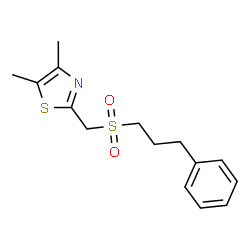 ChemSpider 2D Image | 4,5-Dimethyl-2-{[(3-phenylpropyl)sulfonyl]methyl}-1,3-thiazole | C15H19NO2S2