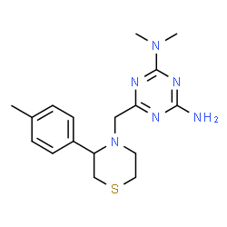 ChemSpider 2D Image | N,N-Dimethyl-6-{[3-(4-methylphenyl)-4-thiomorpholinyl]methyl}-1,3,5-triazine-2,4-diamine | C17H24N6S