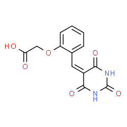 ChemSpider 2D Image | {2-[(2,4,6-Trioxotetrahydro-5(2H)-pyrimidinylidene)methyl]phenoxy}acetic acid | C13H10N2O6