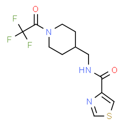 ChemSpider 2D Image | N-{[1-(Trifluoroacetyl)-4-piperidinyl]methyl}-1,3-thiazole-4-carboxamide | C12H14F3N3O2S
