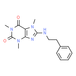 ChemSpider 2D Image | 1,3,7-Trimethyl-8-[(2-phenylethyl)amino]-3,7-dihydro-1H-purine-2,6-dione | C16H19N5O2