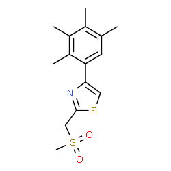 ChemSpider 2D Image | 2-[(Methylsulfonyl)methyl]-4-(2,3,4,5-tetramethylphenyl)-1,3-thiazole | C15H19NO2S2