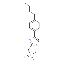 ChemSpider 2D Image | 4-(4-Butylphenyl)-2-[(methylsulfonyl)methyl]-1,3-thiazole | C15H19NO2S2