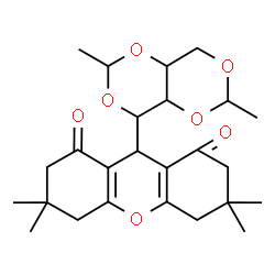 ChemSpider 2D Image | 9-(2,6-Dimethyltetrahydro(1,3)dioxino(5,4-d)(1,3)dioxin-4-yl)-3,3,6,6-tetramethyl-3,4,5,6,7,9-hexahydro-1H-xanthene-1,8(2H)-dione | C25H34O7