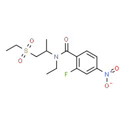 ChemSpider 2D Image | N-Ethyl-N-[1-(ethylsulfonyl)-2-propanyl]-2-fluoro-4-nitrobenzamide | C14H19FN2O5S