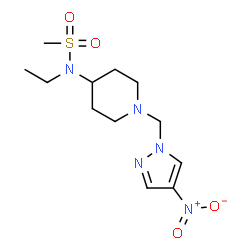 ChemSpider 2D Image | N-Ethyl-N-{1-[(4-nitro-1H-pyrazol-1-yl)methyl]-4-piperidinyl}methanesulfonamide | C12H21N5O4S
