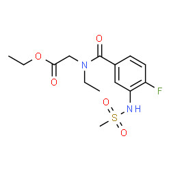 ChemSpider 2D Image | Ethyl N-ethyl-N-{4-fluoro-3-[(methylsulfonyl)amino]benzoyl}glycinate | C14H19FN2O5S
