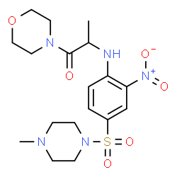 ChemSpider 2D Image | 2-({4-[(4-Methyl-1-piperazinyl)sulfonyl]-2-nitrophenyl}amino)-1-(4-morpholinyl)-1-propanone | C18H27N5O6S
