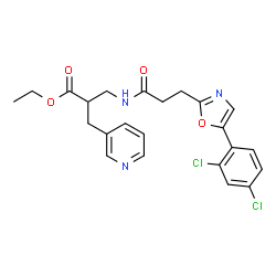 ChemSpider 2D Image | Ethyl 3-({3-[5-(2,4-dichlorophenyl)-1,3-oxazol-2-yl]propanoyl}amino)-2-(3-pyridinylmethyl)propanoate | C23H23Cl2N3O4