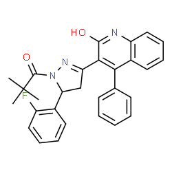 ChemSpider 2D Image | 3-[1-(2,2-Dimethylpropanoyl)-5-(2-fluorophenyl)-4,5-dihydro-1H-pyrazol-3-yl]-4-phenyl-2(1H)-quinolinone | C29H26FN3O2