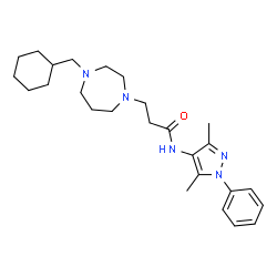 ChemSpider 2D Image | 3-[4-(Cyclohexylmethyl)-1,4-diazepan-1-yl]-N-(3,5-dimethyl-1-phenyl-1H-pyrazol-4-yl)propanamide | C26H39N5O