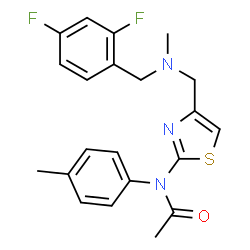 ChemSpider 2D Image | N-(4-{[(2,4-Difluorobenzyl)(methyl)amino]methyl}-1,3-thiazol-2-yl)-N-(4-methylphenyl)acetamide | C21H21F2N3OS