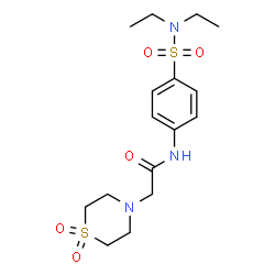 ChemSpider 2D Image | N-[4-(Diethylsulfamoyl)phenyl]-2-(1,1-dioxido-4-thiomorpholinyl)acetamide | C16H25N3O5S2