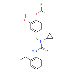 ChemSpider 2D Image | 1-Cyclopropyl-1-[4-(difluoromethoxy)-3-methoxybenzyl]-3-(2-ethylphenyl)urea | C21H24F2N2O3
