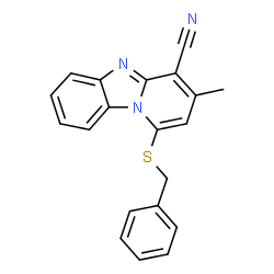 ChemSpider 2D Image | 1-(Benzylsulfanyl)-3-methylpyrido[1,2-a]benzimidazole-4-carbonitrile | C20H15N3S