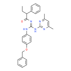 ChemSpider 2D Image | N-{(E)-{[4-(Benzyloxy)phenyl]amino}[(4,6-dimethyl-2-pyrimidinyl)amino]methylene}-2-phenylbutanamide | C30H31N5O2