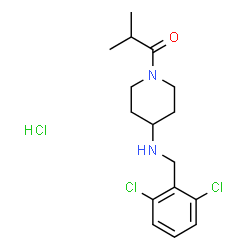 ChemSpider 2D Image | 1-{4-[(2,6-Dichlorobenzyl)amino]-1-piperidinyl}-2-methyl-1-propanone hydrochloride (1:1) | C16H23Cl3N2O