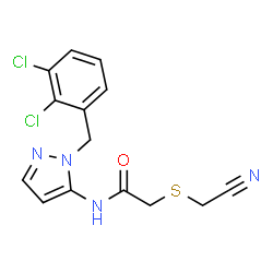 ChemSpider 2D Image | 2-[(Cyanomethyl)sulfanyl]-N-[1-(2,3-dichlorobenzyl)-1H-pyrazol-5-yl]acetamide | C14H12Cl2N4OS