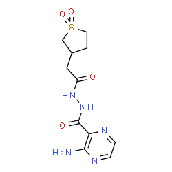 ChemSpider 2D Image | 3-Amino-N'-[(1,1-dioxidotetrahydro-3-thiophenyl)acetyl]-2-pyrazinecarbohydrazide | C11H15N5O4S
