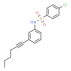 ChemSpider 2D Image | 4-Chloro-N-[3-(1-hexyn-1-yl)phenyl]benzenesulfonamide | C18H18ClNO2S