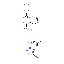 ChemSpider 2D Image | 3-(3-Cyano-5,7-dimethylpyrazolo[1,5-a]pyrimidin-6-yl)-N-[5-(1-piperidinyl)-8-isoquinolinyl]propanamide | C26H27N7O