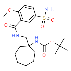 ChemSpider 2D Image | 2-Methyl-2-propanyl (1-{[(2-methoxy-5-sulfamoylbenzoyl)amino]methyl}cycloheptyl)carbamate | C21H33N3O6S