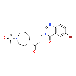 ChemSpider 2D Image | 6-Bromo-3-{3-[4-(methylsulfonyl)-1,4-diazepan-1-yl]-3-oxopropyl}-4(3H)-quinazolinone | C17H21BrN4O4S