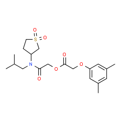 ChemSpider 2D Image | 2-[(1,1-Dioxidotetrahydro-3-thiophenyl)(isobutyl)amino]-2-oxoethyl (3,5-dimethylphenoxy)acetate | C20H29NO6S