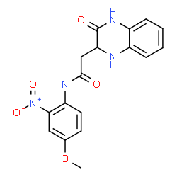ChemSpider 2D Image | N-(4-Methoxy-2-nitrophenyl)-2-(3-oxo-1,2,3,4-tetrahydro-2-quinoxalinyl)acetamide | C17H16N4O5