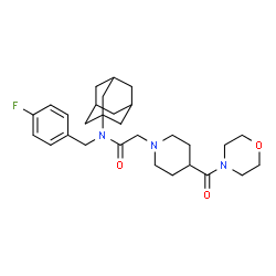 ChemSpider 2D Image | N-(Adamantan-1-yl)-N-(4-fluorobenzyl)-2-[4-(4-morpholinylcarbonyl)-1-piperidinyl]acetamide | C29H40FN3O3