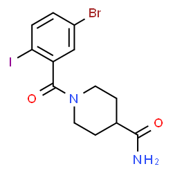 ChemSpider 2D Image | 1-(5-Bromo-2-iodobenzoyl)-4-piperidinecarboxamide | C13H14BrIN2O2
