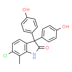 ChemSpider 2D Image | 6-Chloro-3,3-bis(4-hydroxyphenyl)-7-methyl-1,3-dihydro-2H-indol-2-one | C21H16ClNO3
