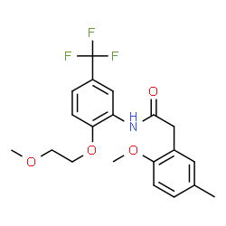 ChemSpider 2D Image | N-[2-(2-Methoxyethoxy)-5-(trifluoromethyl)phenyl]-2-(2-methoxy-5-methylphenyl)acetamide | C20H22F3NO4
