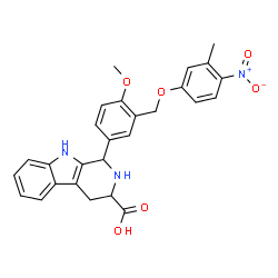 ChemSpider 2D Image | 1-[3-({4-nitro-3-methylphenoxy}methyl)-4-methoxyphenyl]-2,3,4,9-tetrahydro-1H-beta-carboline-3-carboxylic acid | C27H25N3O6